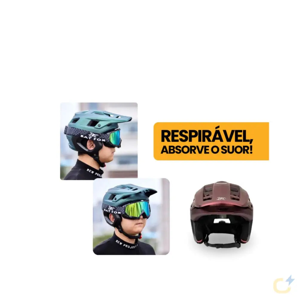 Capacete MTB Fox | BRINDE SUPORTE CAMERA E FAROL